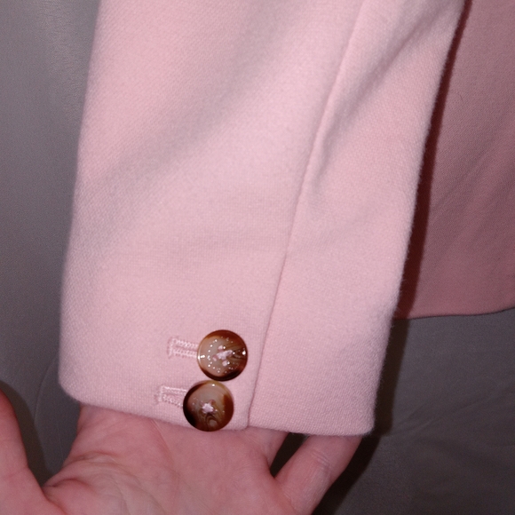 Talbots Petite Aberdeen Pique Knit Pink Lined 2-Button Blazer Size 10P - Picture 8 of 14